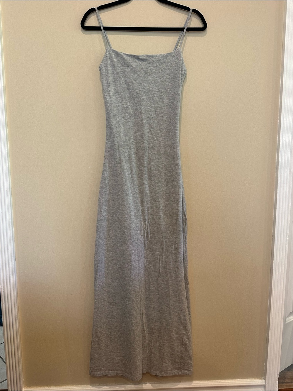 Classic Grey Spaghetti-Strap Maxi Dress